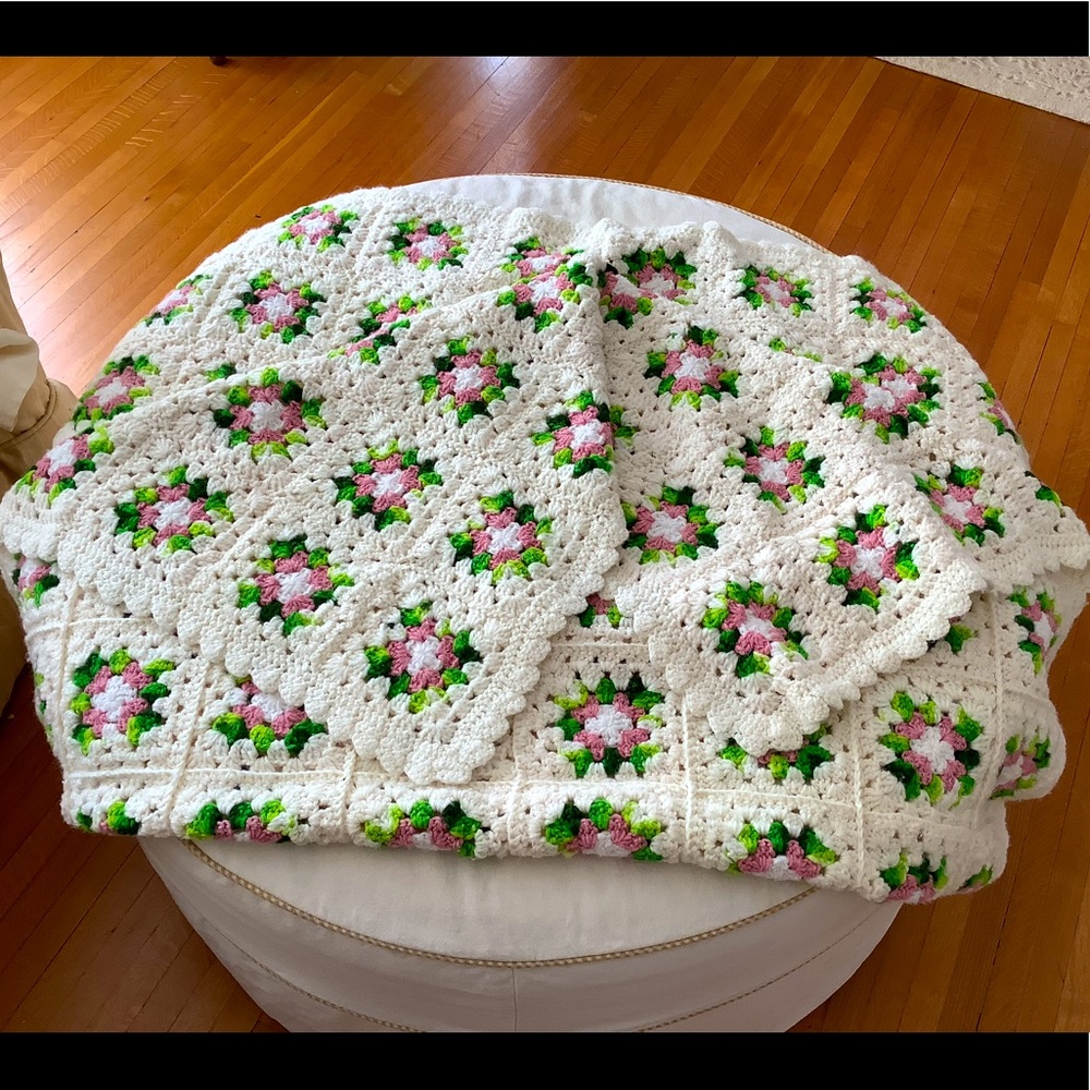 Vintage hand crocheted lap blanket